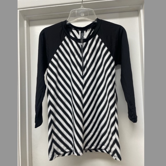 NWT $74 BECCA Swim Shirt RashGuard Zip Top
